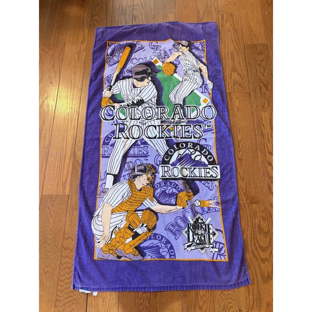 Vintage 90s‎ Colorado Rockies MLB Beach Towel Franco Mfg Rookie League